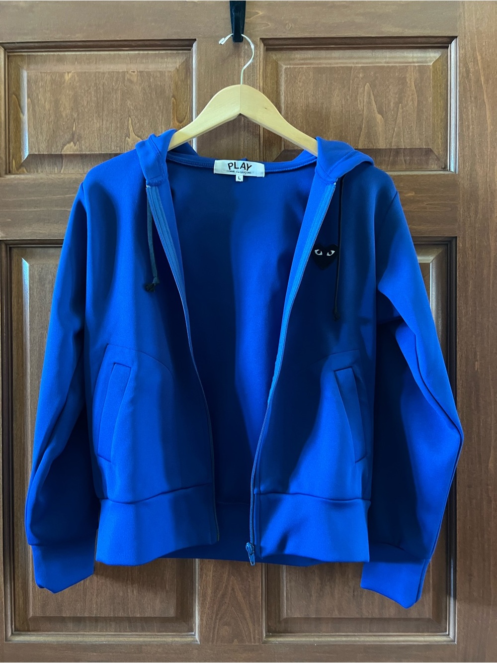 Comme des Garcons PLAY Zip Hoodie Blue with Black Heart Size L - Picture 11 of 16